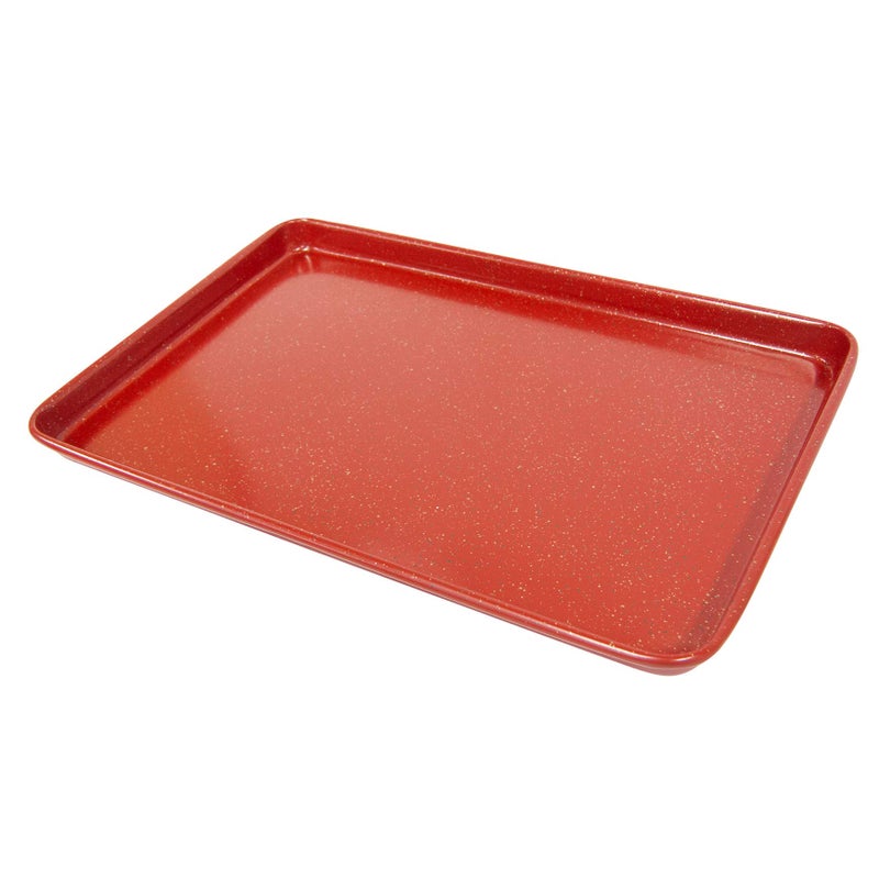 casaWare 2pc Ultimate Commercial Weight 15 x 10 x 1-Inch Cookie Sheet Set (Red Granite) - Image 3